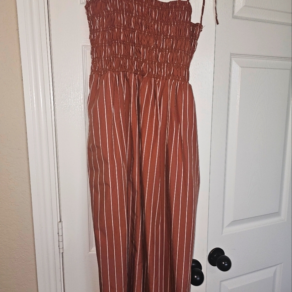 Smocked Brown Midi Dress - Picture 2 of 2
